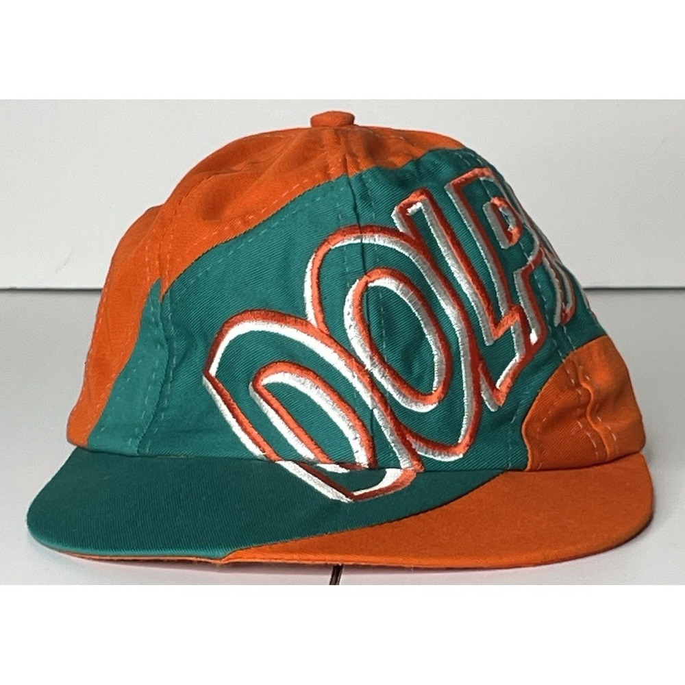 Miami Dolphins The Game Big Logo Spellout Hat Cap Teal Orange NFL VTG 90’s RARE - Picture 10 of 16